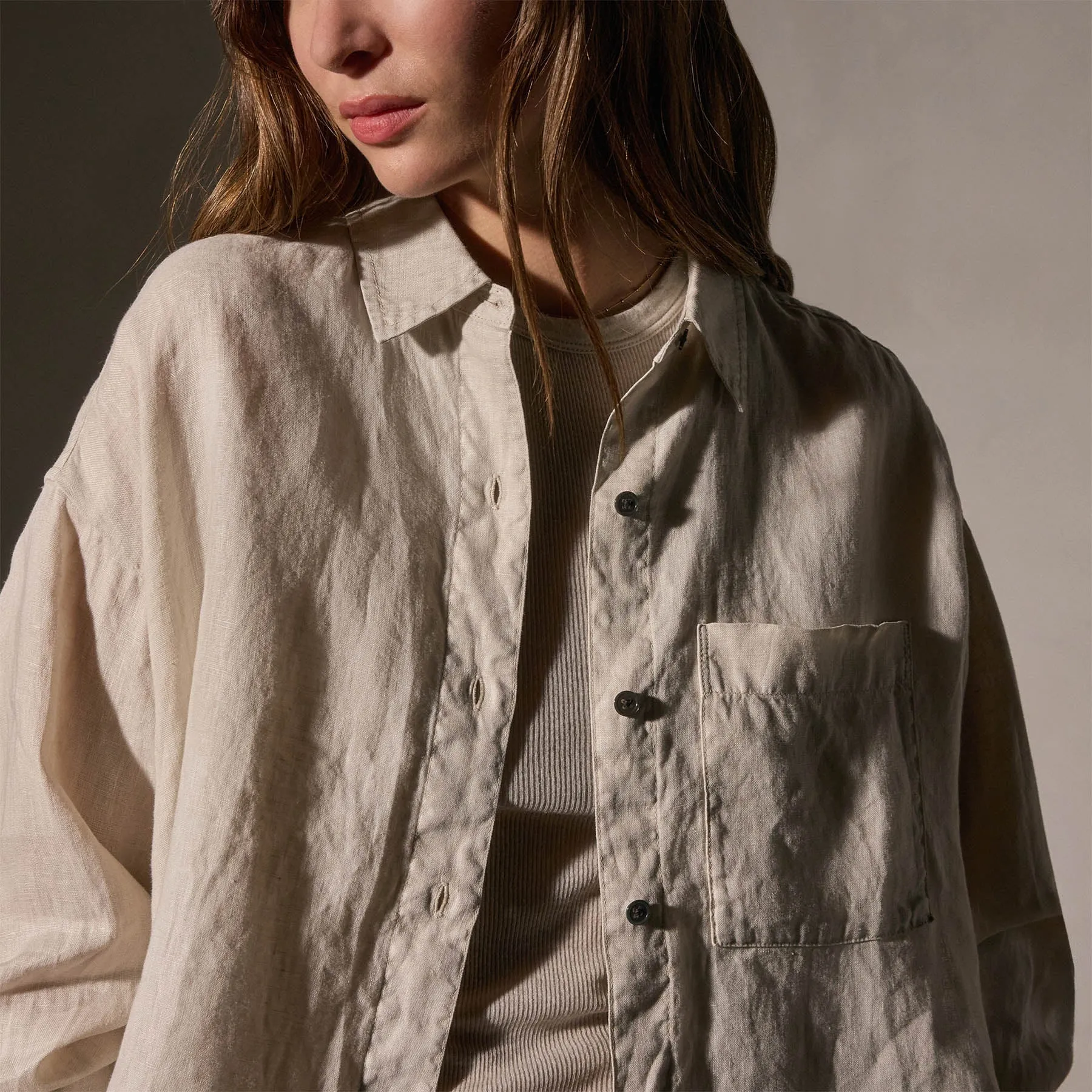 Linen Oversized Shirt - Salt Pigment