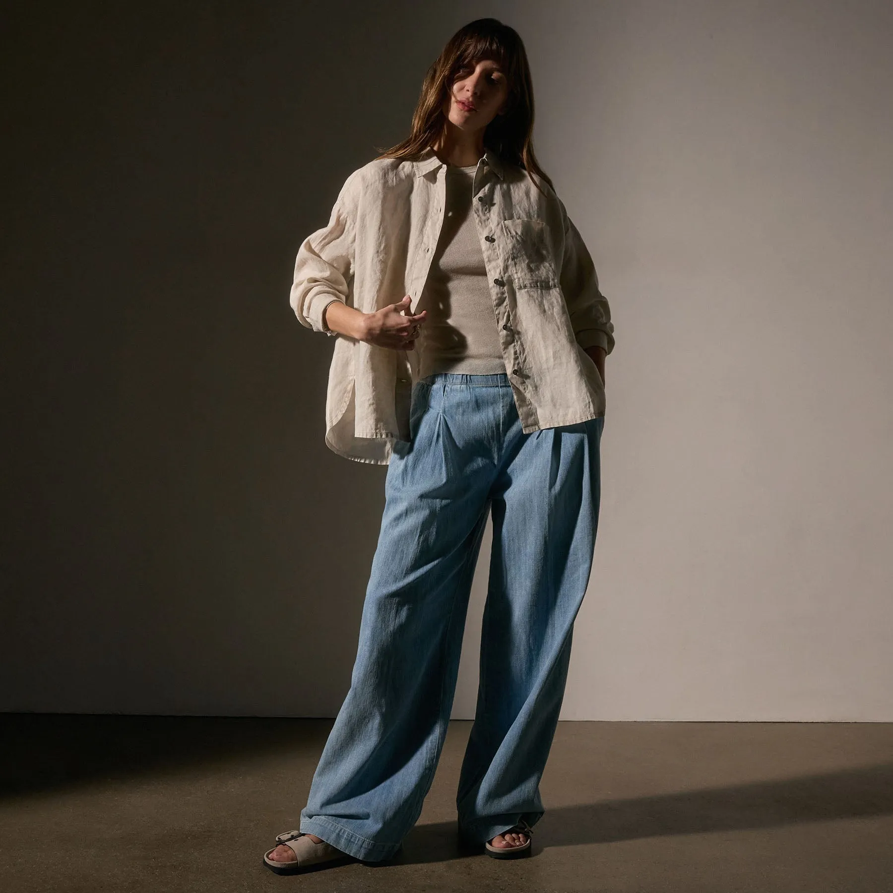Linen Oversized Shirt - Salt Pigment