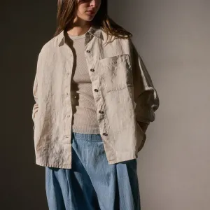 Linen Oversized Shirt - Salt Pigment