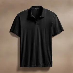 Luxe Lotus Jersey Polo - Black