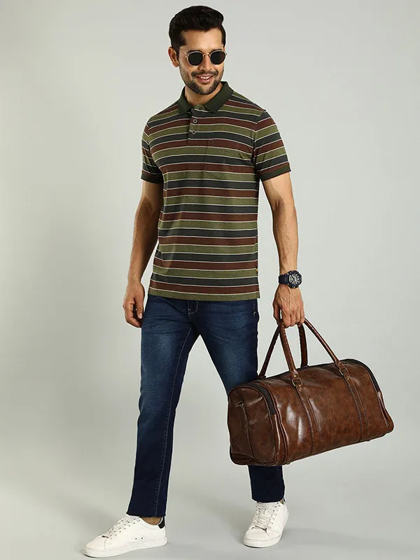 Men Striped Polo T-Shirt