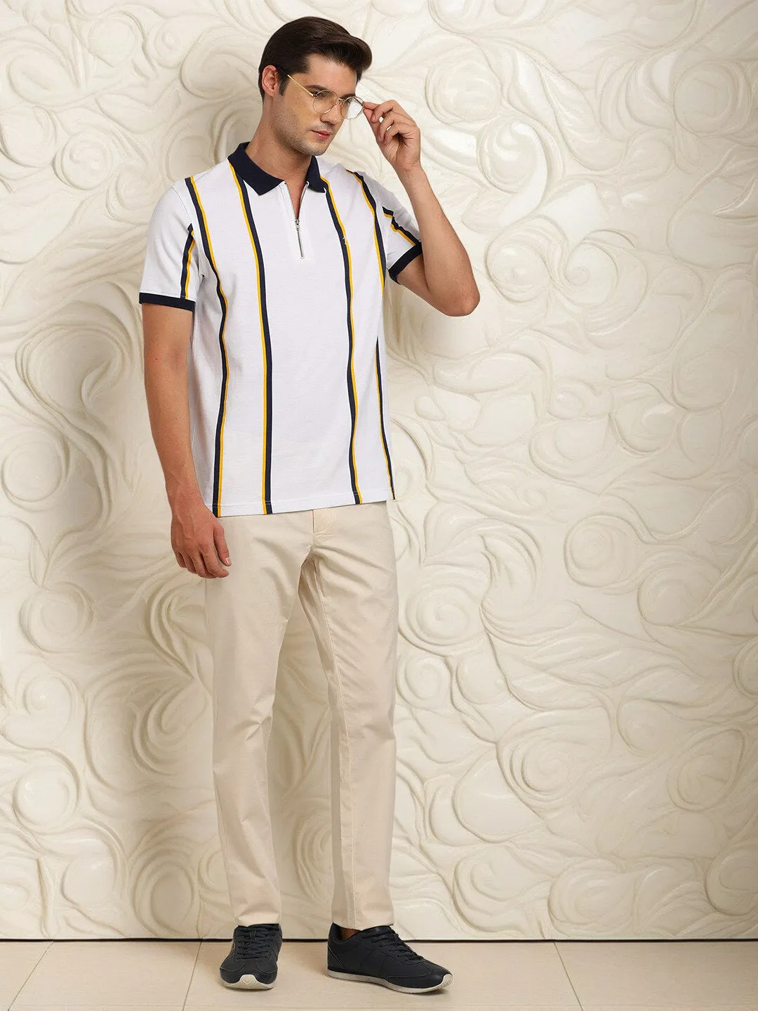 Men Striped Polo T-Shirt