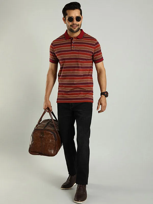 Men Striped Polo T-Shirt