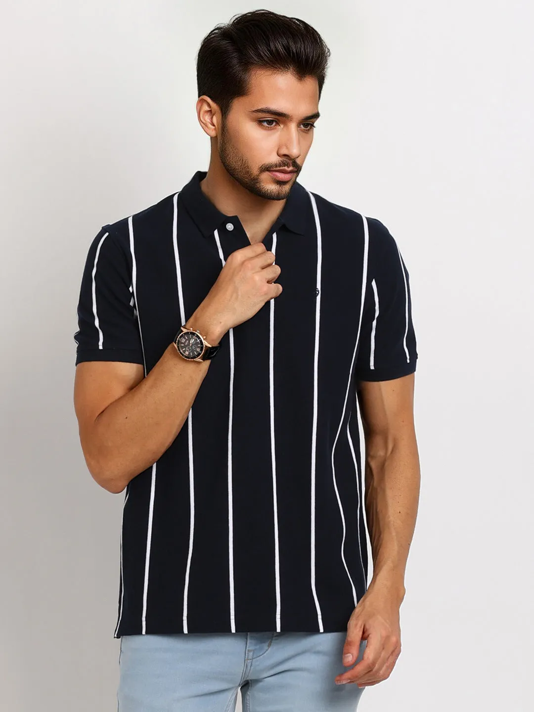 Men Striped Polo T-Shirt