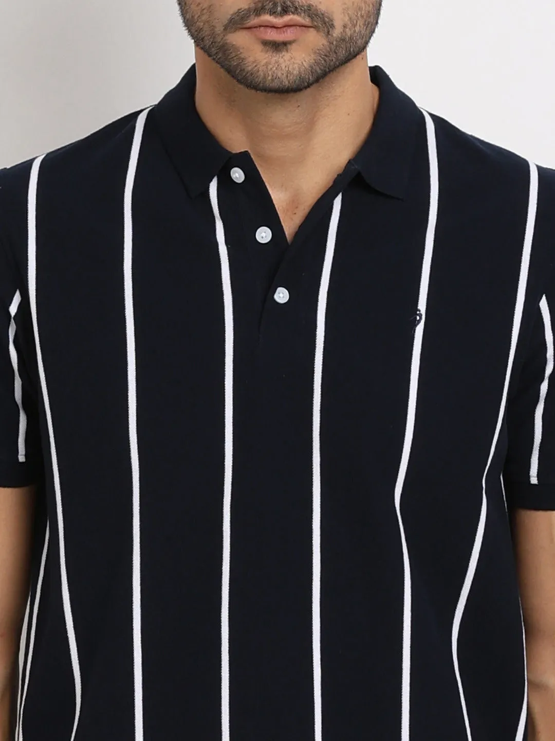 Men Striped Polo T-Shirt