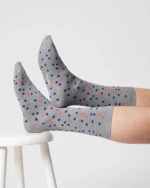 Mens Dotty Organic Cotton Socks - Grey Marl