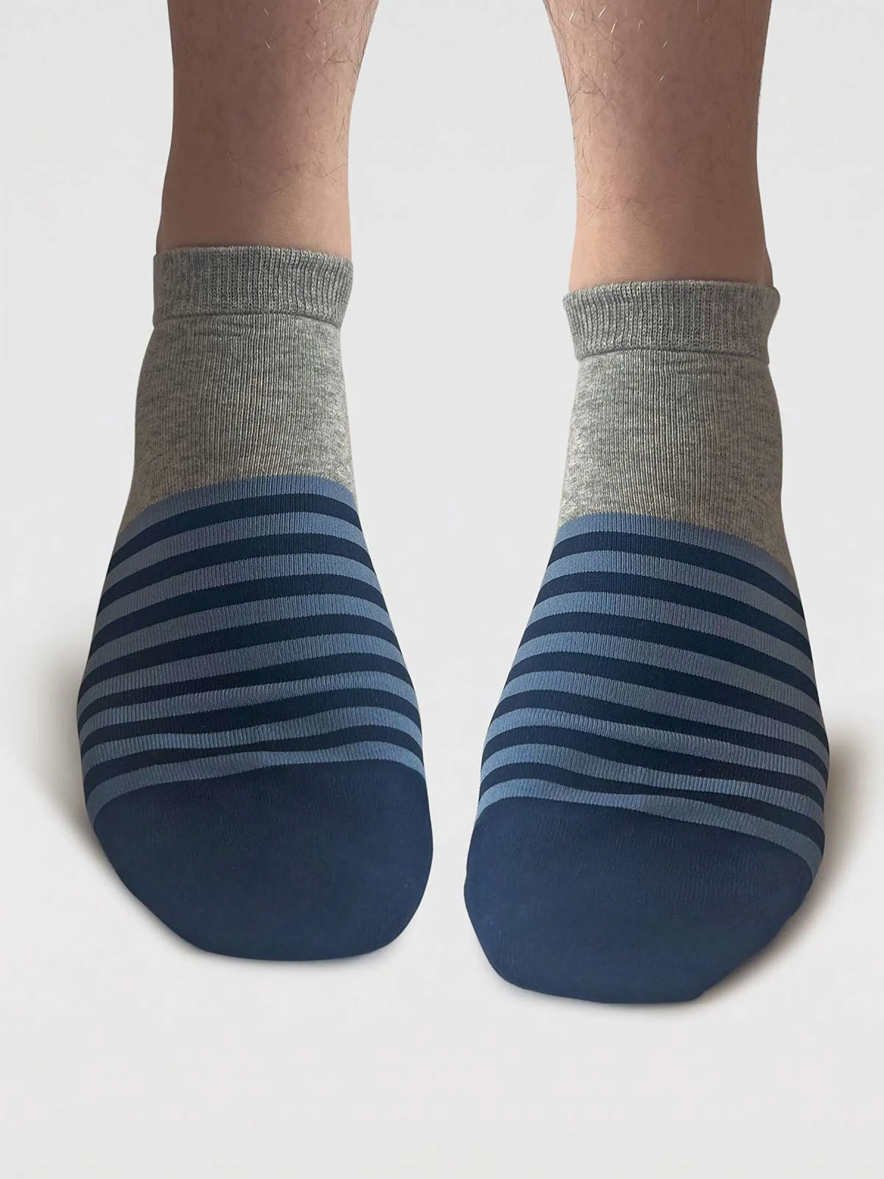 Mens Griffin Pattern Organic Cotton Trainer Socks - Mid Grey Marl