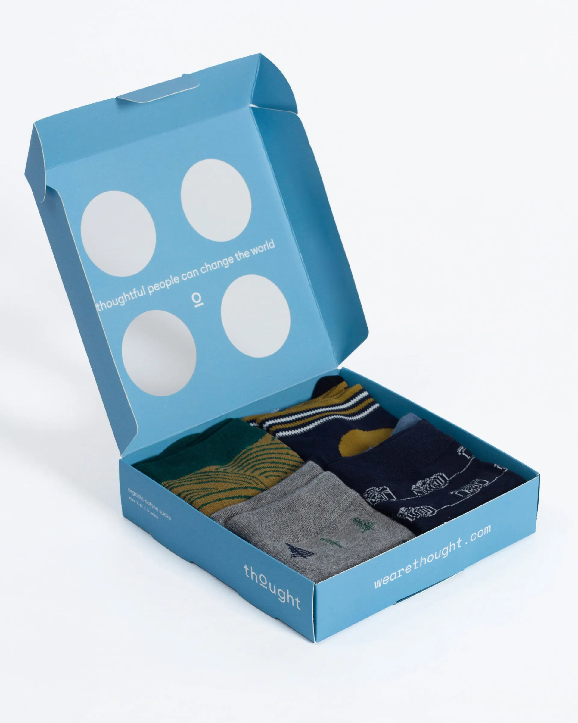 Mountain Range Bamboo Gift Box of 4 Socks - Green/Navy/Grey