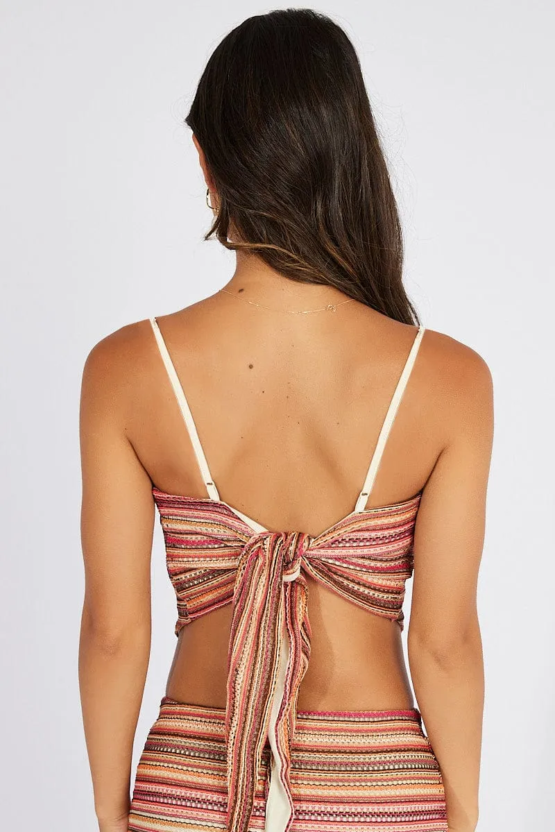 Multi Stripe Scarf Cami Top Singlet