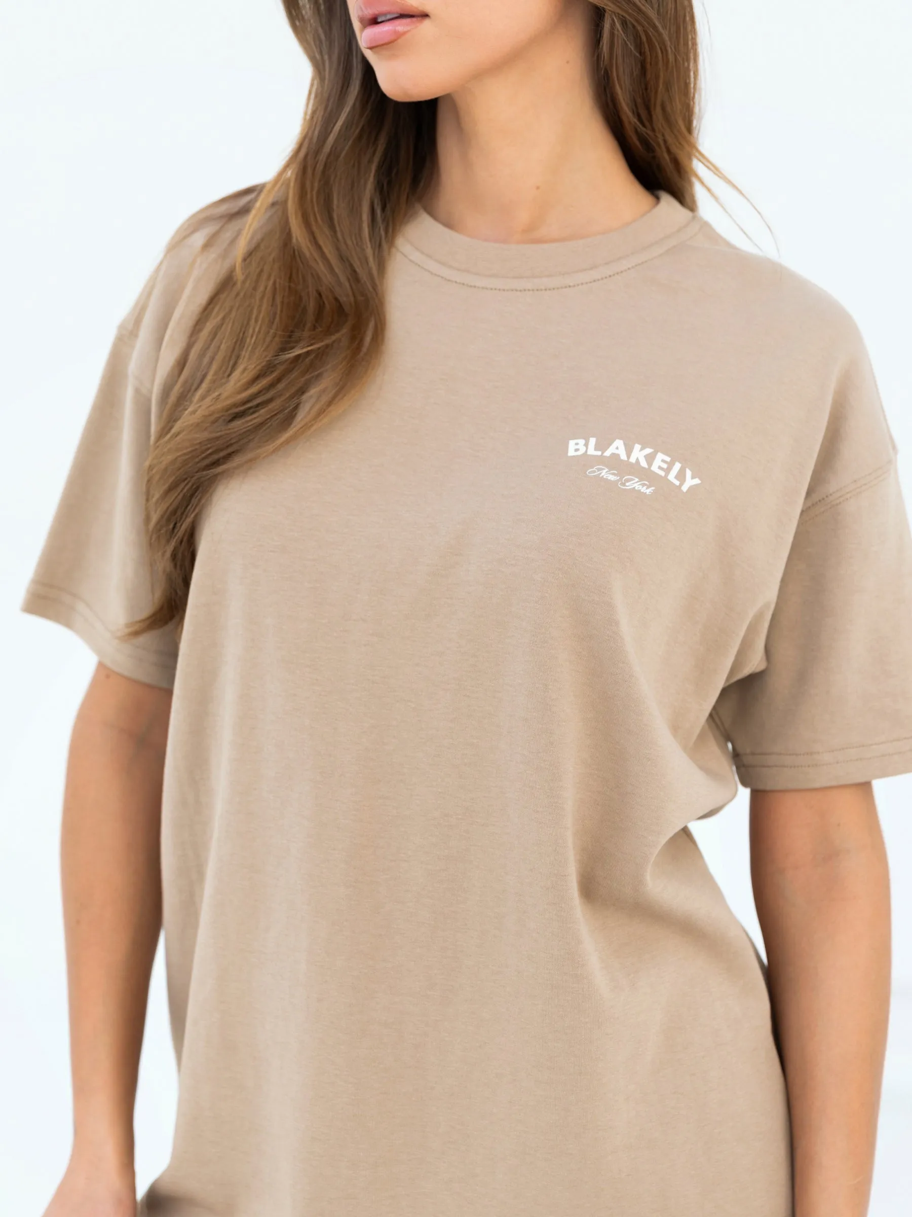 NY Crest Oversized T-Shirt - Tan