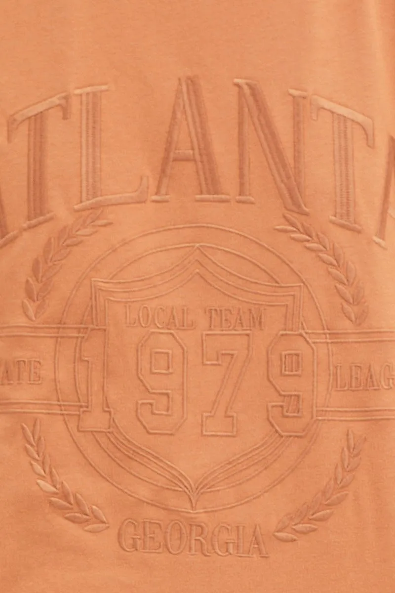 Orange Graphic T Shirt Embroided