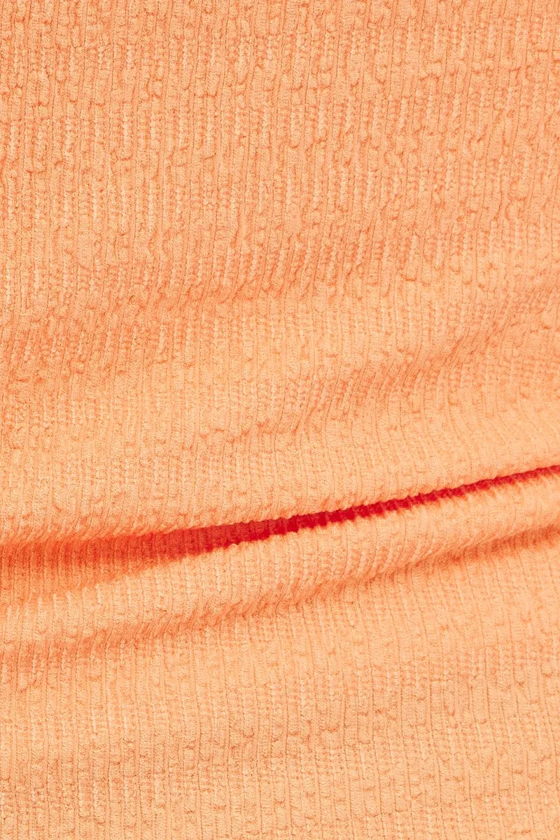 Orange Singlet Top Textured Cotton