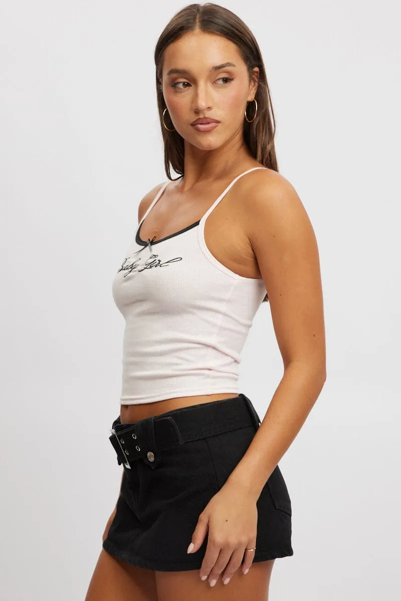 Pink Graphic Singlet Rib