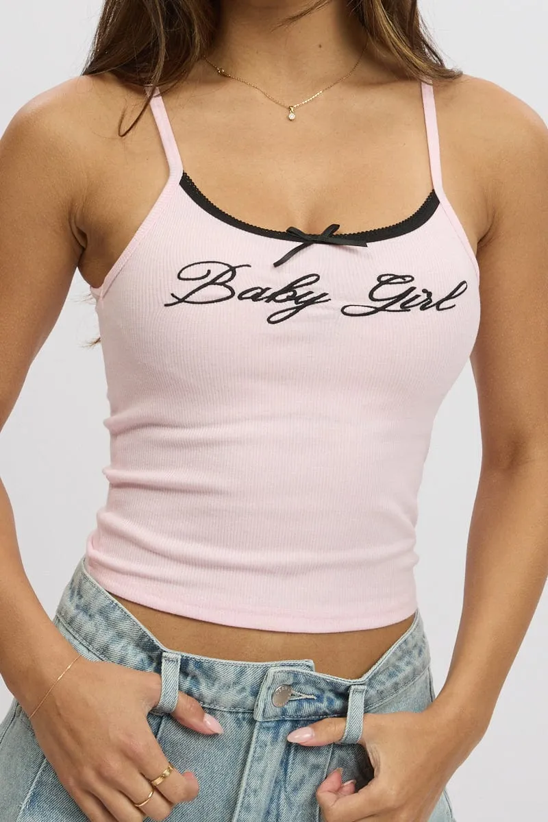 Pink Graphic Singlet Rib