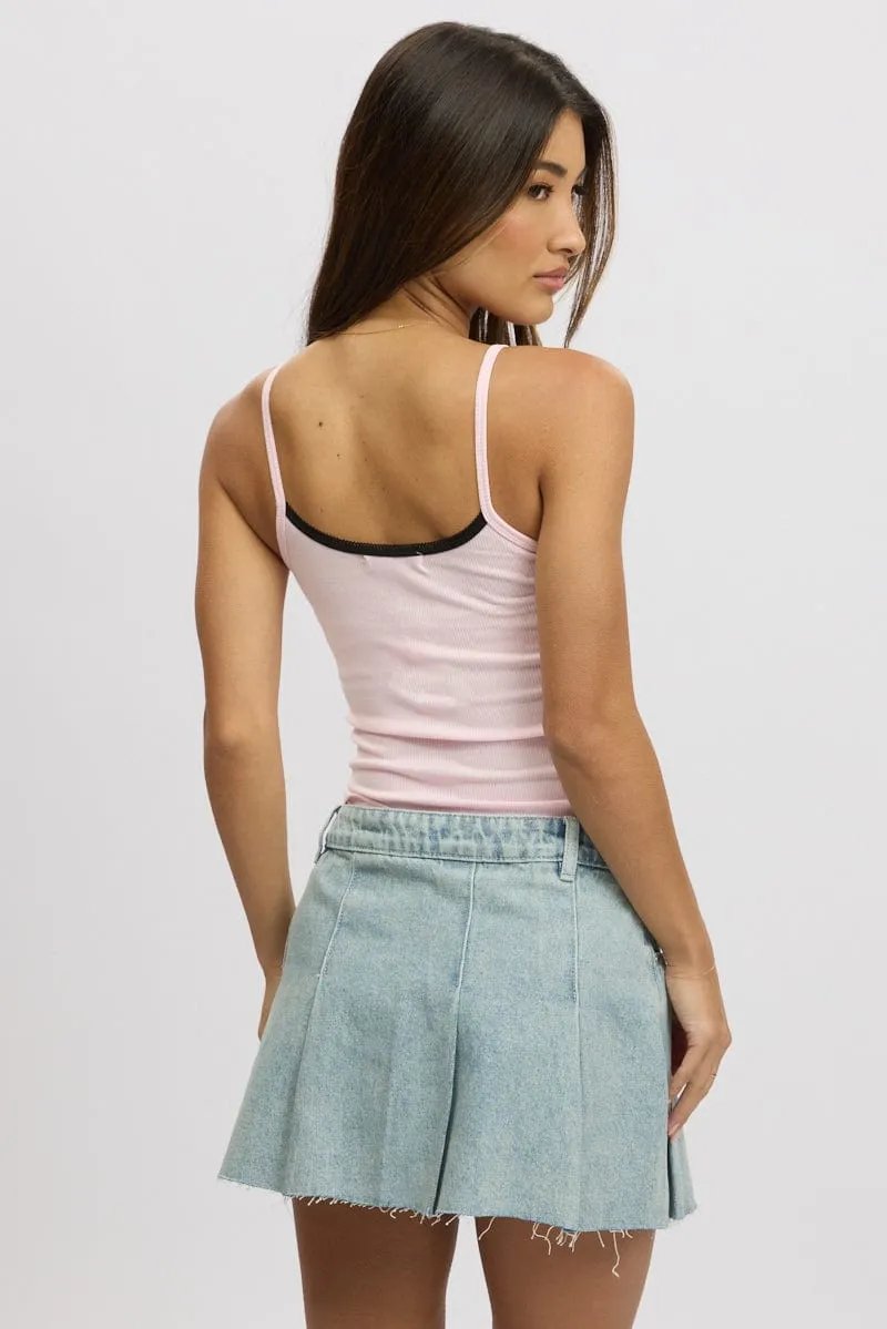 Pink Graphic Singlet Rib