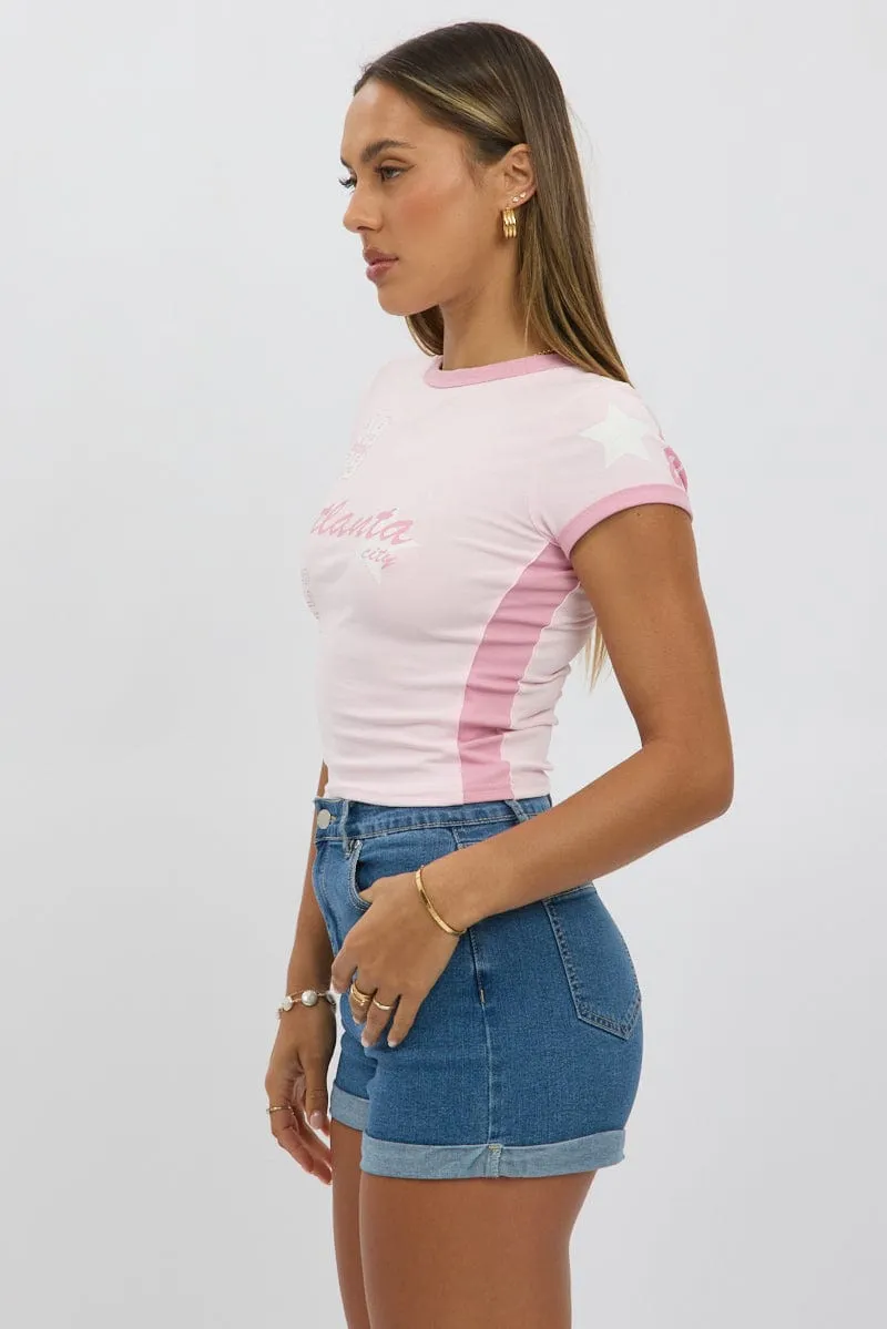 Pink Graphic Tee Short Sleeve