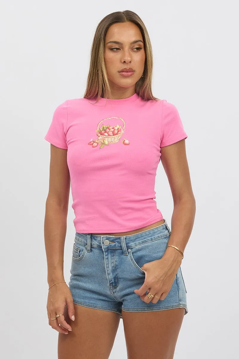Pink Graphic Tee Short Sleeve