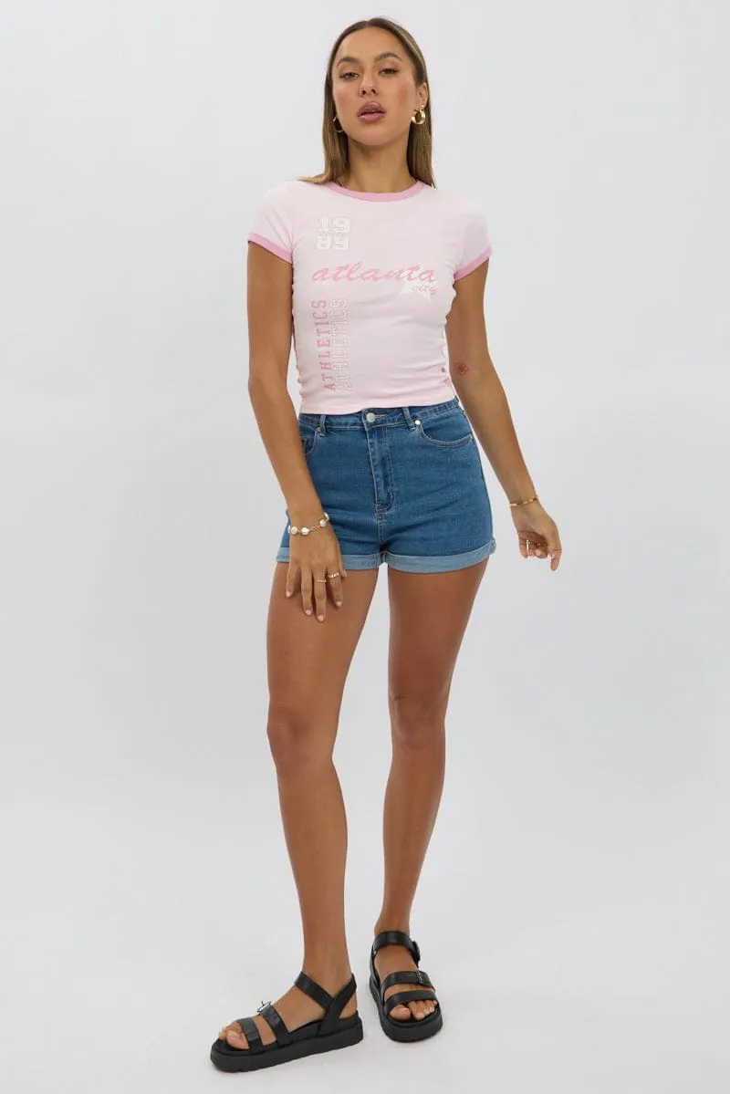 Pink Graphic Tee Short Sleeve
