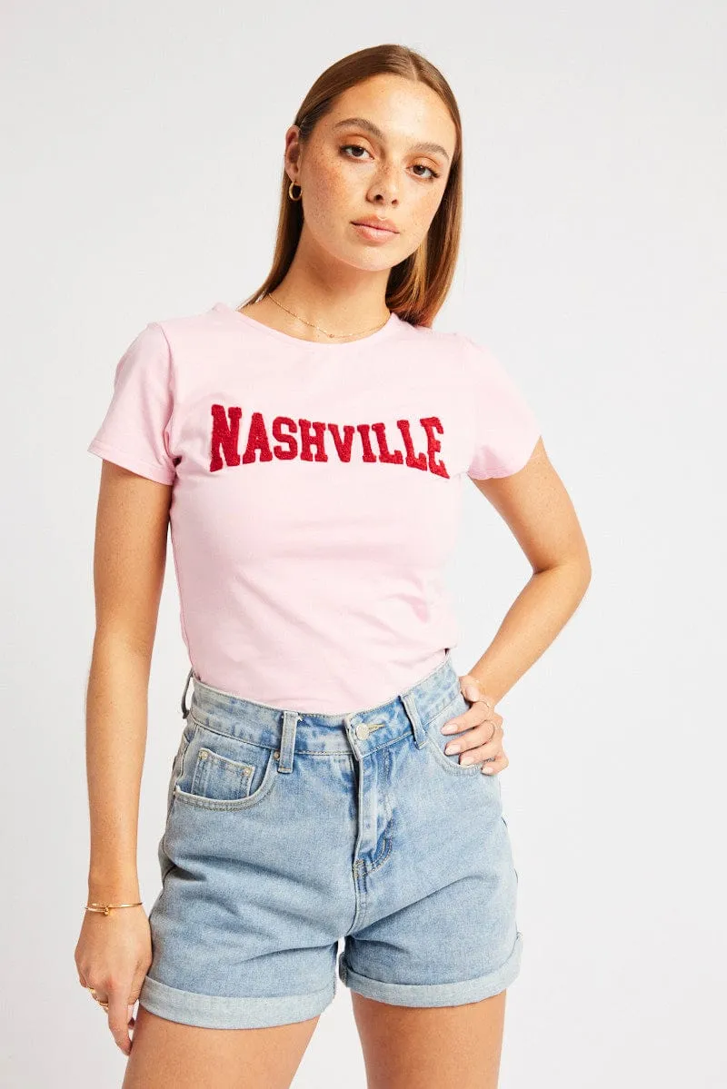 Pink Graphic Tee Short Sleeve