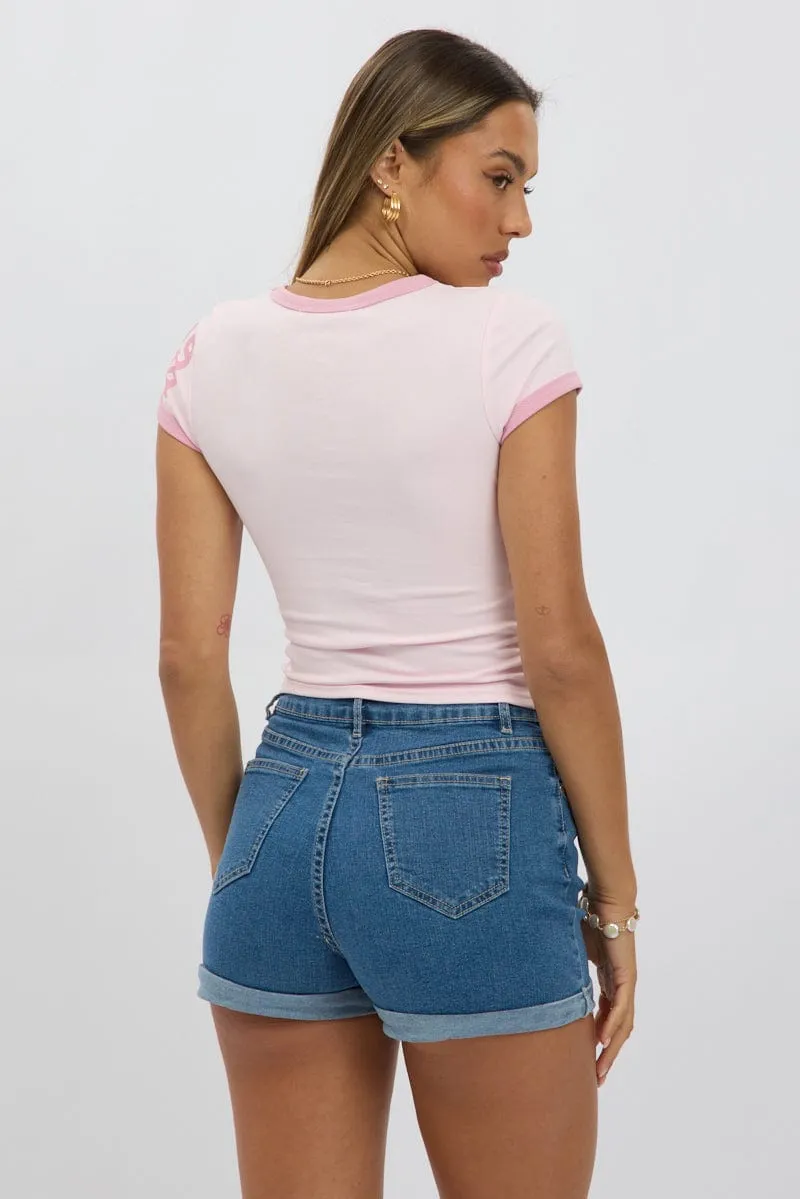 Pink Graphic Tee Short Sleeve