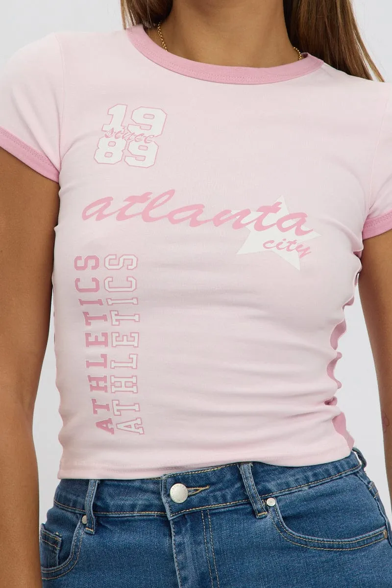 Pink Graphic Tee Short Sleeve