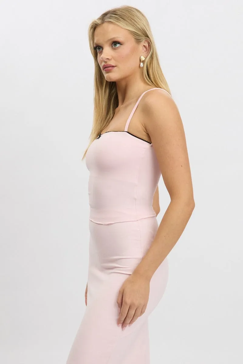 Pink Singlet Sleeveless Bow Detail