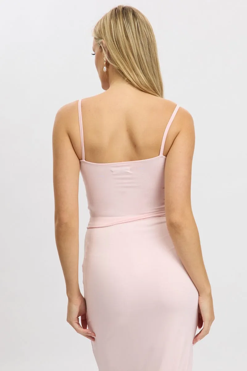 Pink Singlet Sleeveless Bow Detail
