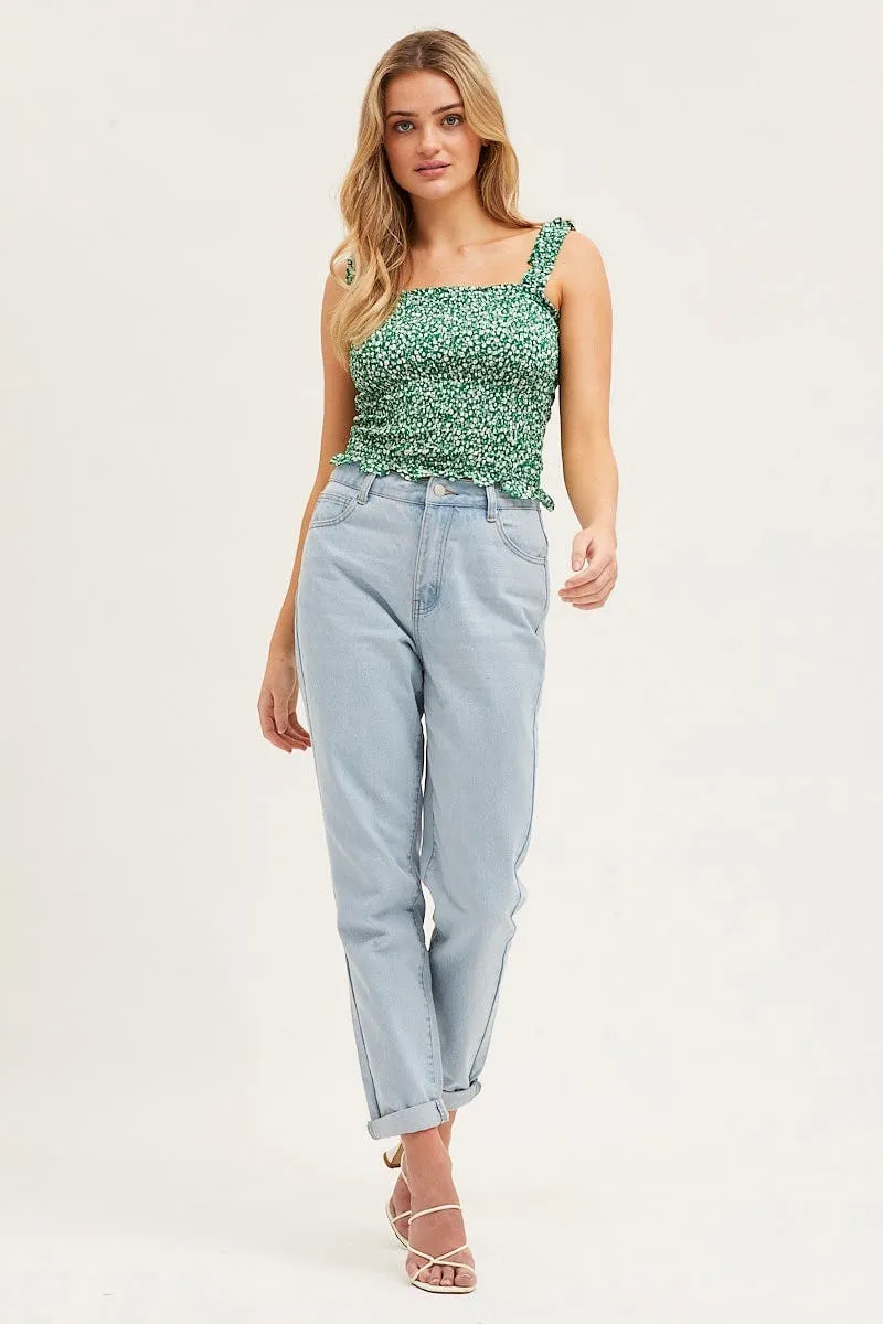 Print Ruched Singlet Sleeveless