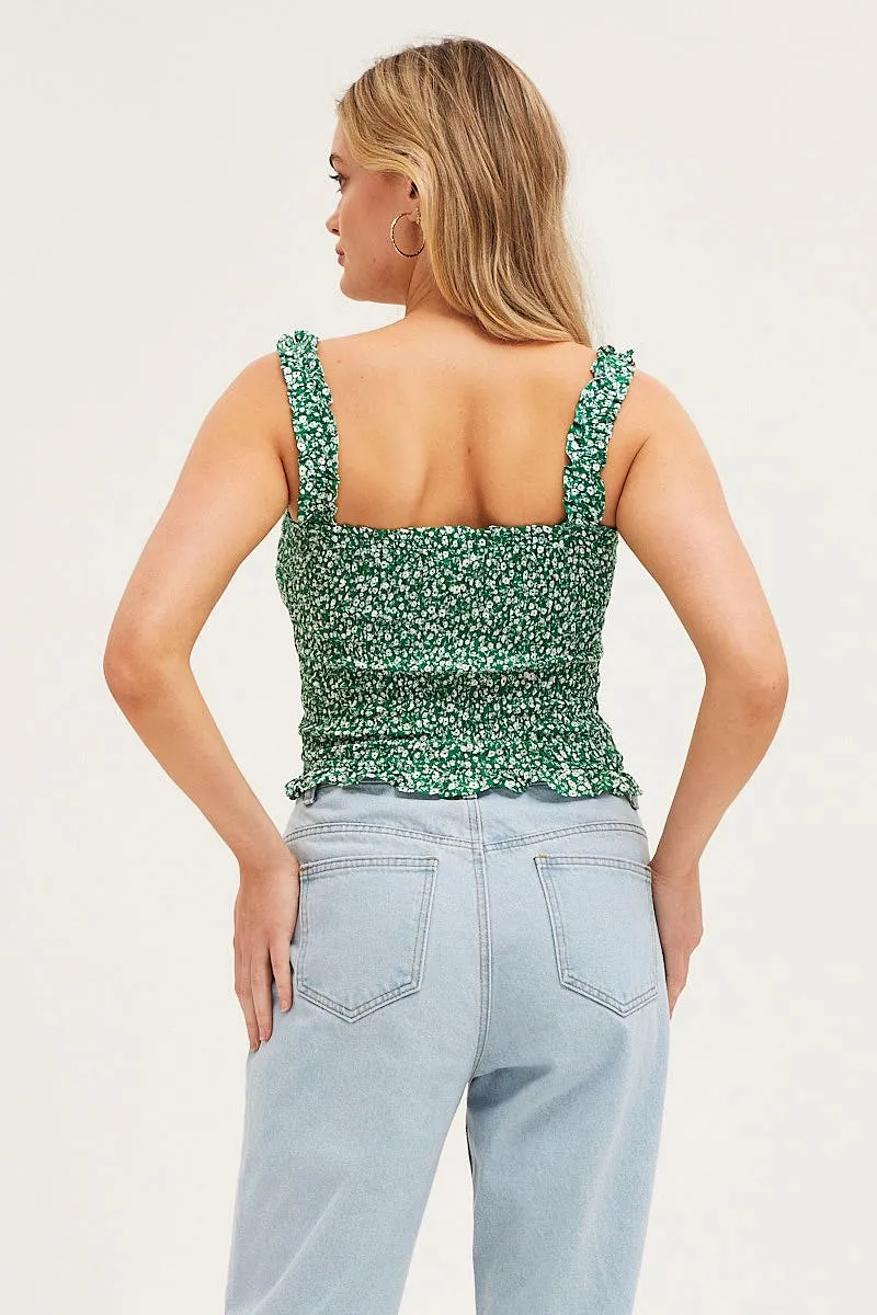 Print Ruched Singlet Sleeveless