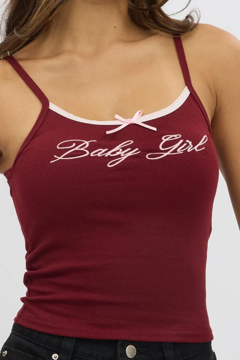 Red Graphic Singlet Rib