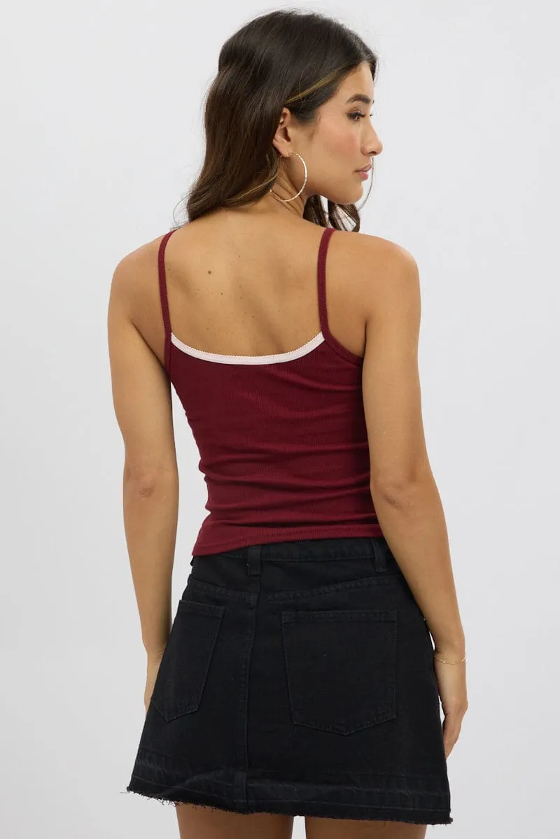 Red Graphic Singlet Rib