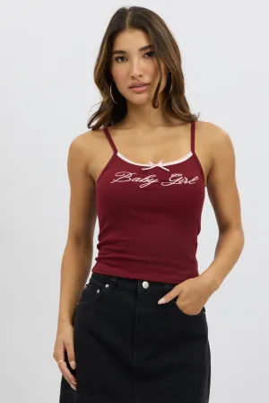 Red Graphic Singlet Rib