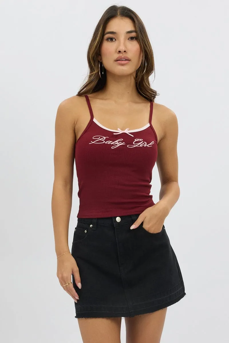 Red Graphic Singlet Rib