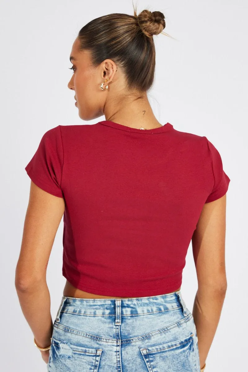 Red Graphic Tee Short Sleeve Crop