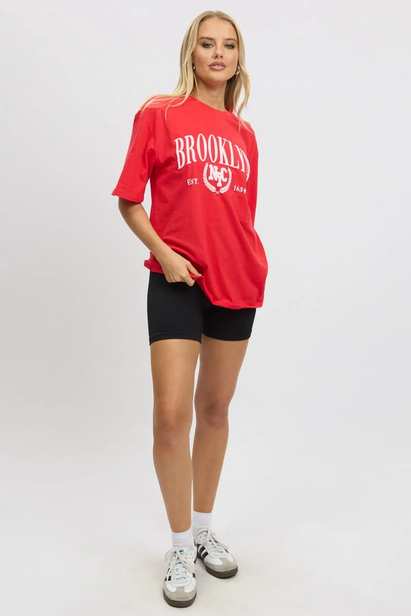 Red Graphic Tee Short Sleeve