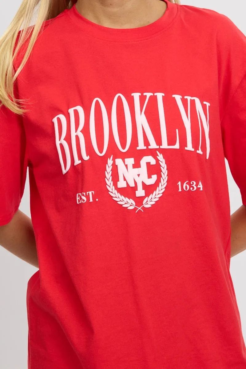Red Graphic Tee Short Sleeve