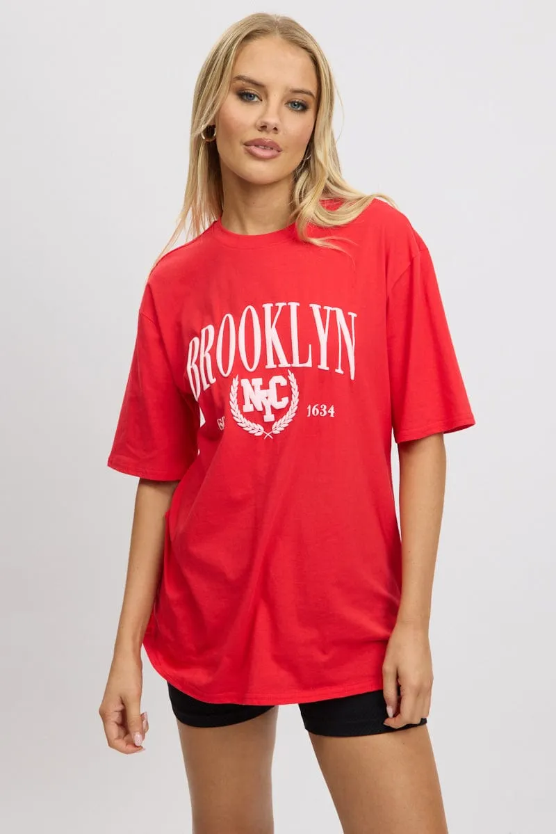 Red Graphic Tee Short Sleeve