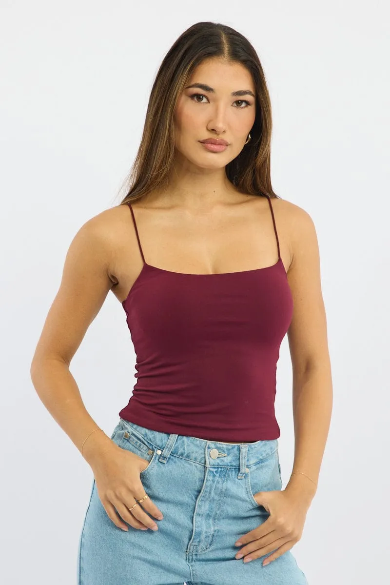 Red Supersoft Cami Top Double Layer
