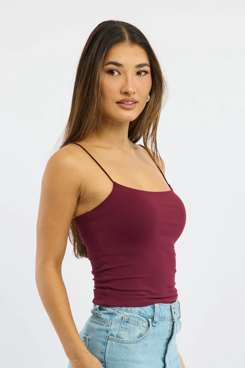 Red Supersoft Cami Top Double Layer