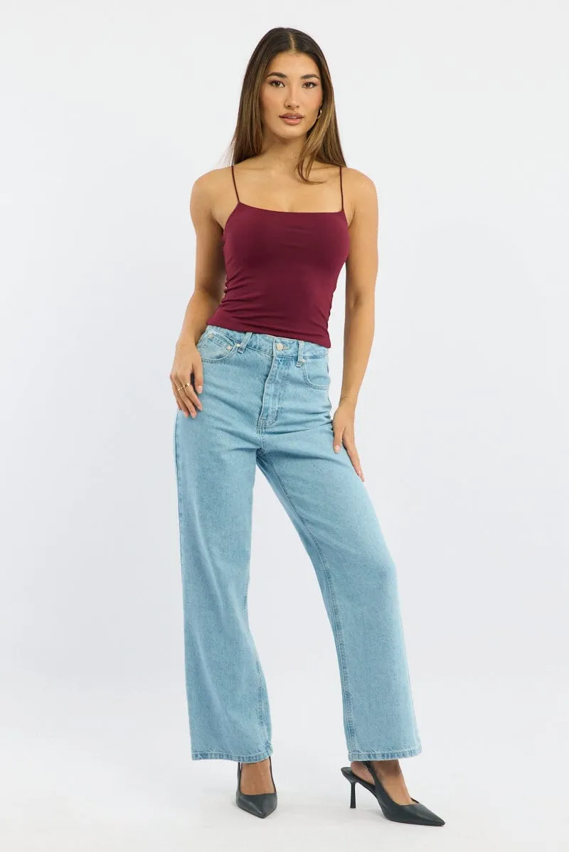 Red Supersoft Cami Top Double Layer