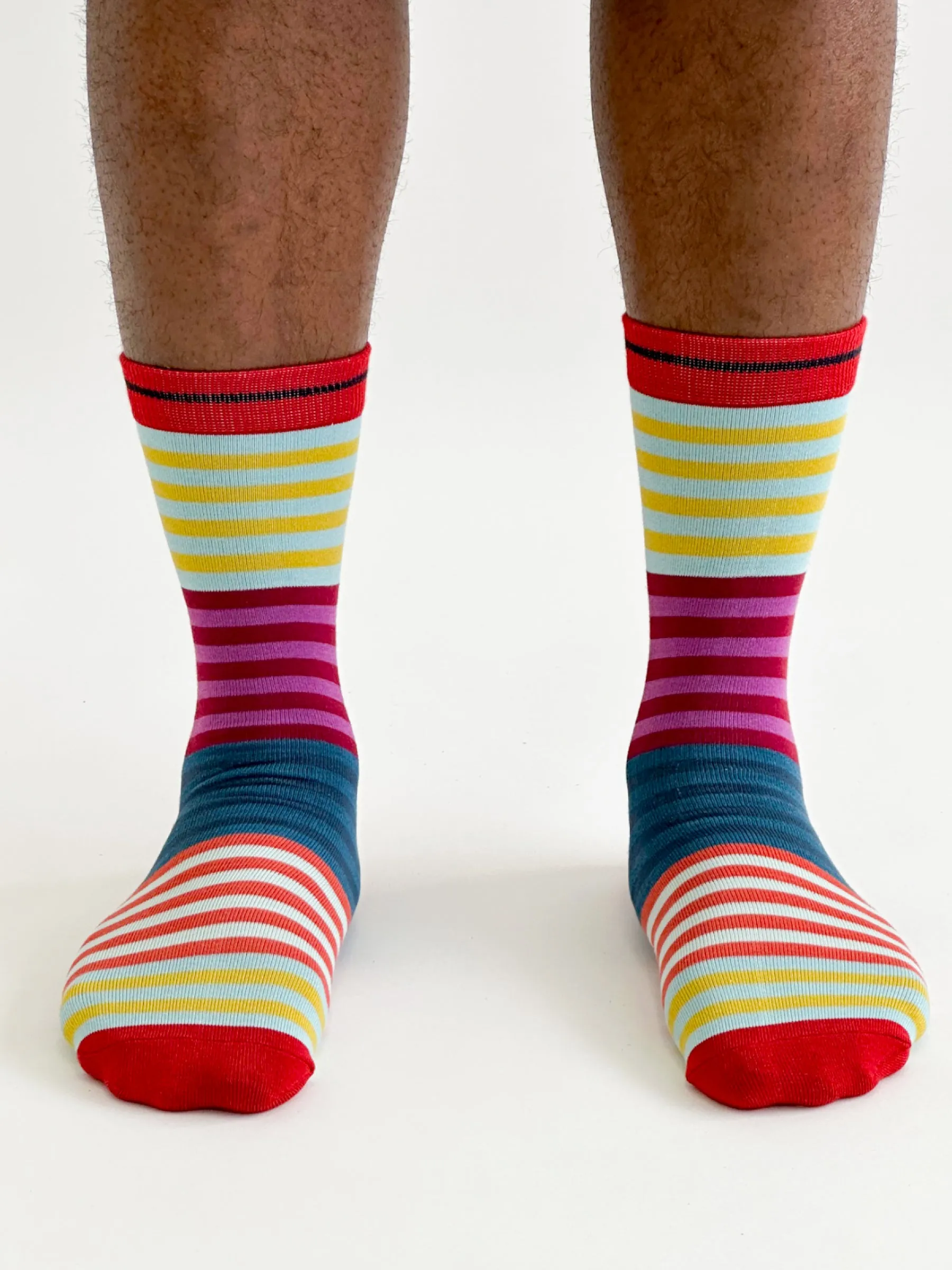 Reid Stripe Bamboo Socks - Red