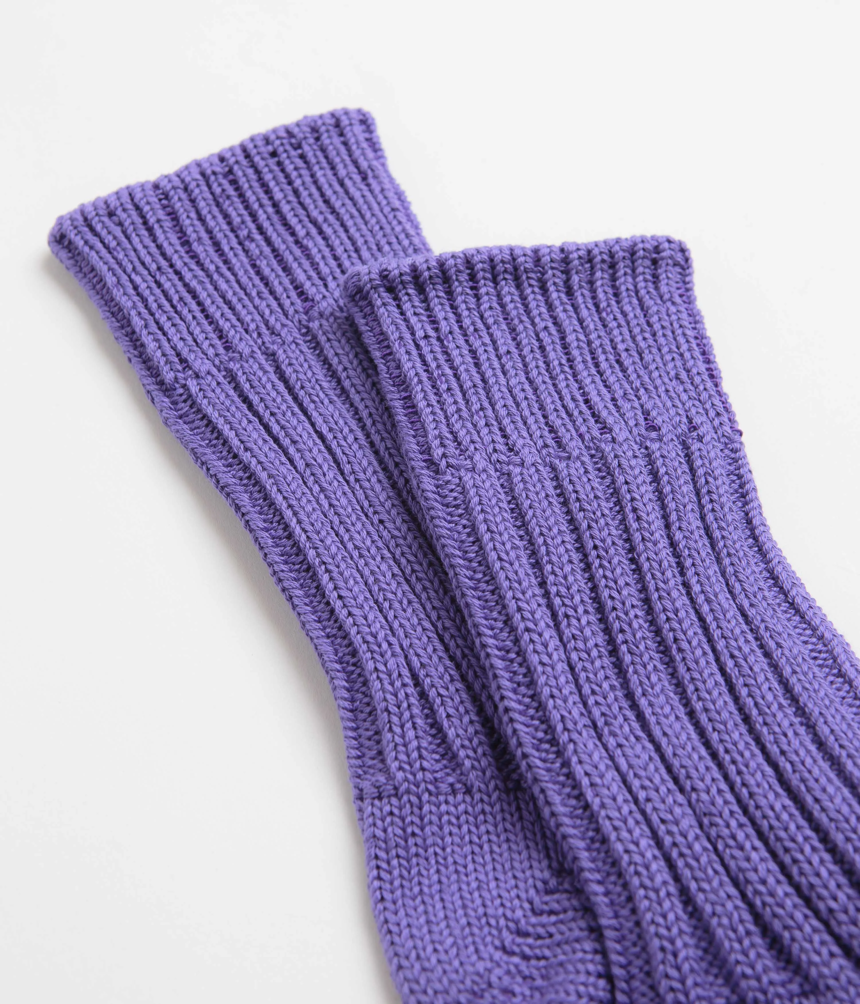 ROTOTO Chunky Ribbed Crew Socks - Purple / Yellow