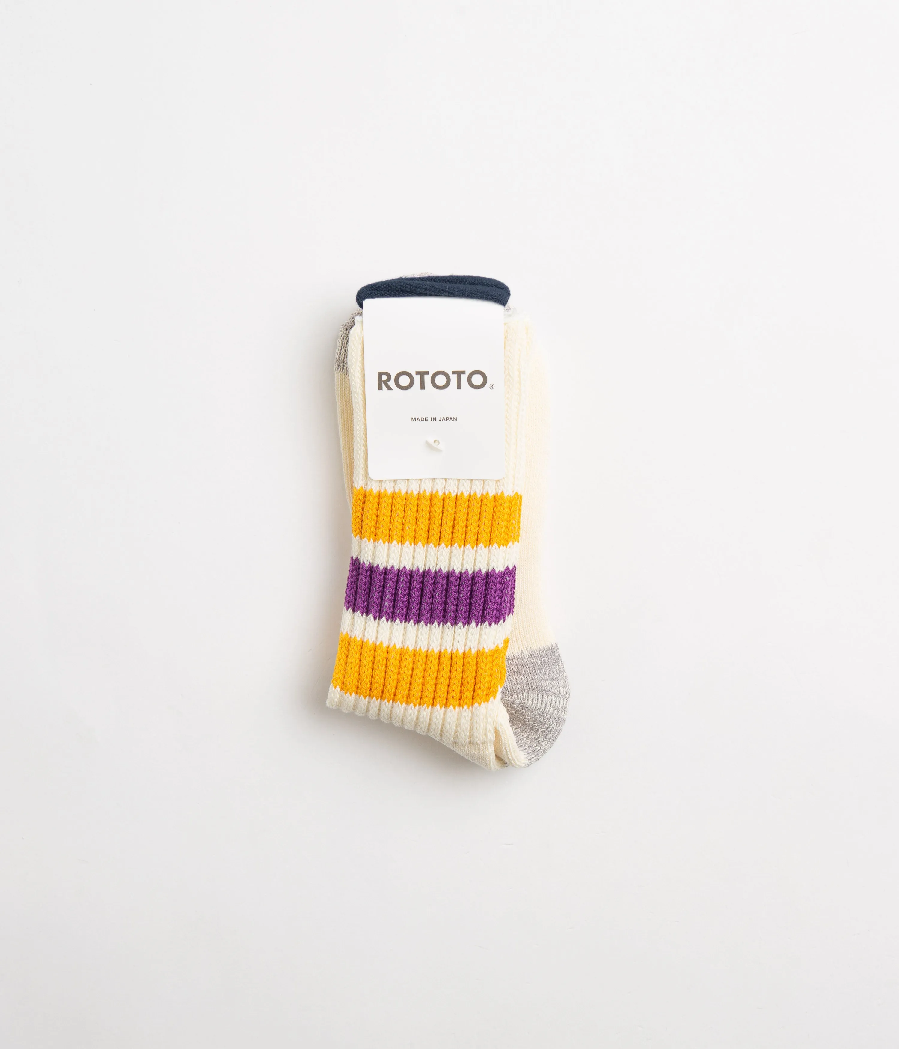 RoToTo Coarse Ribbed Crew Socks - Yellow / Purple