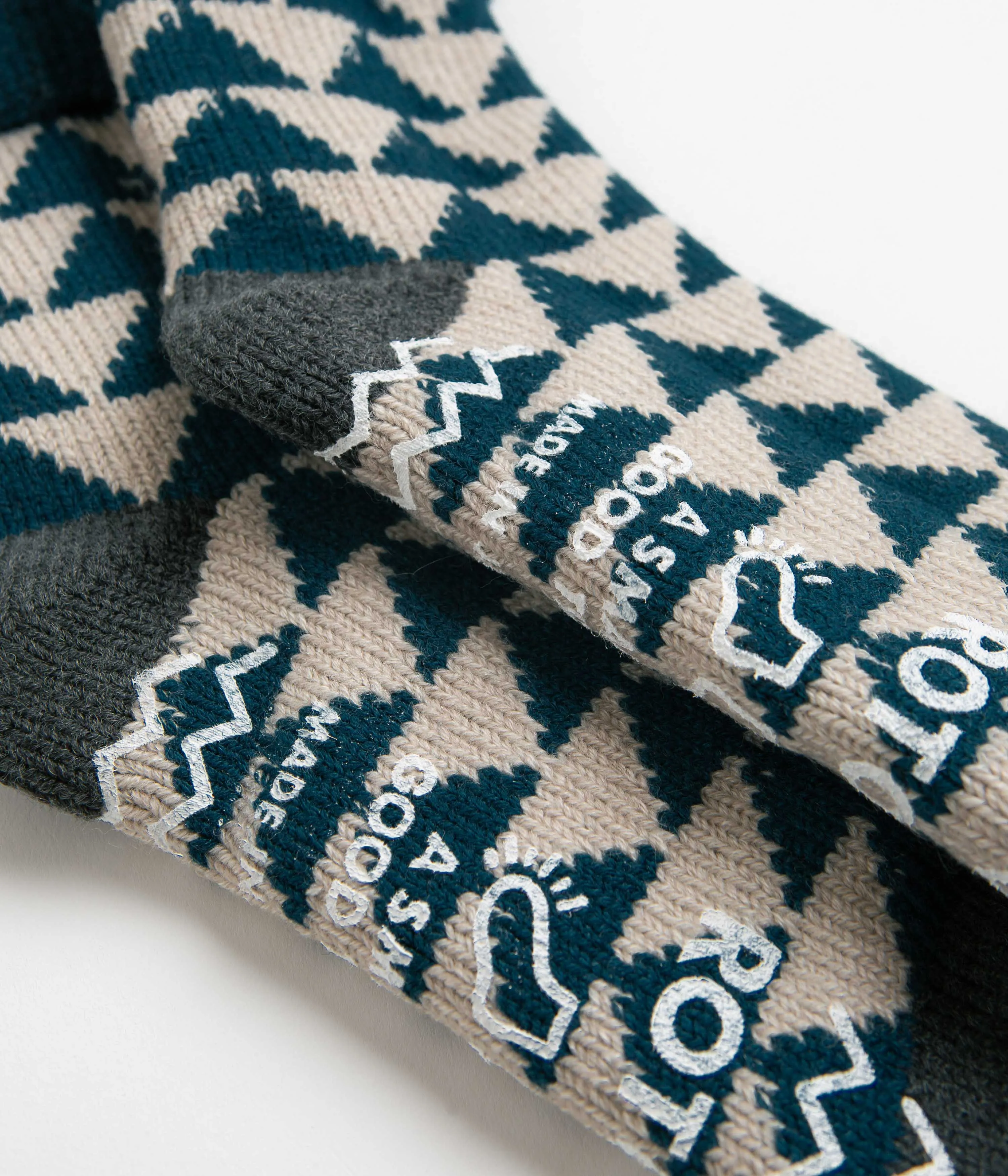 ROTOTO Comfy Room Sankaku Socks - Blue Green / Charcoal