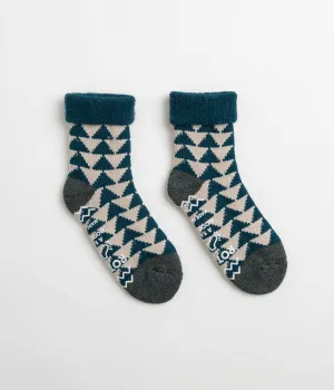 ROTOTO Comfy Room Sankaku Socks - Blue Green / Charcoal