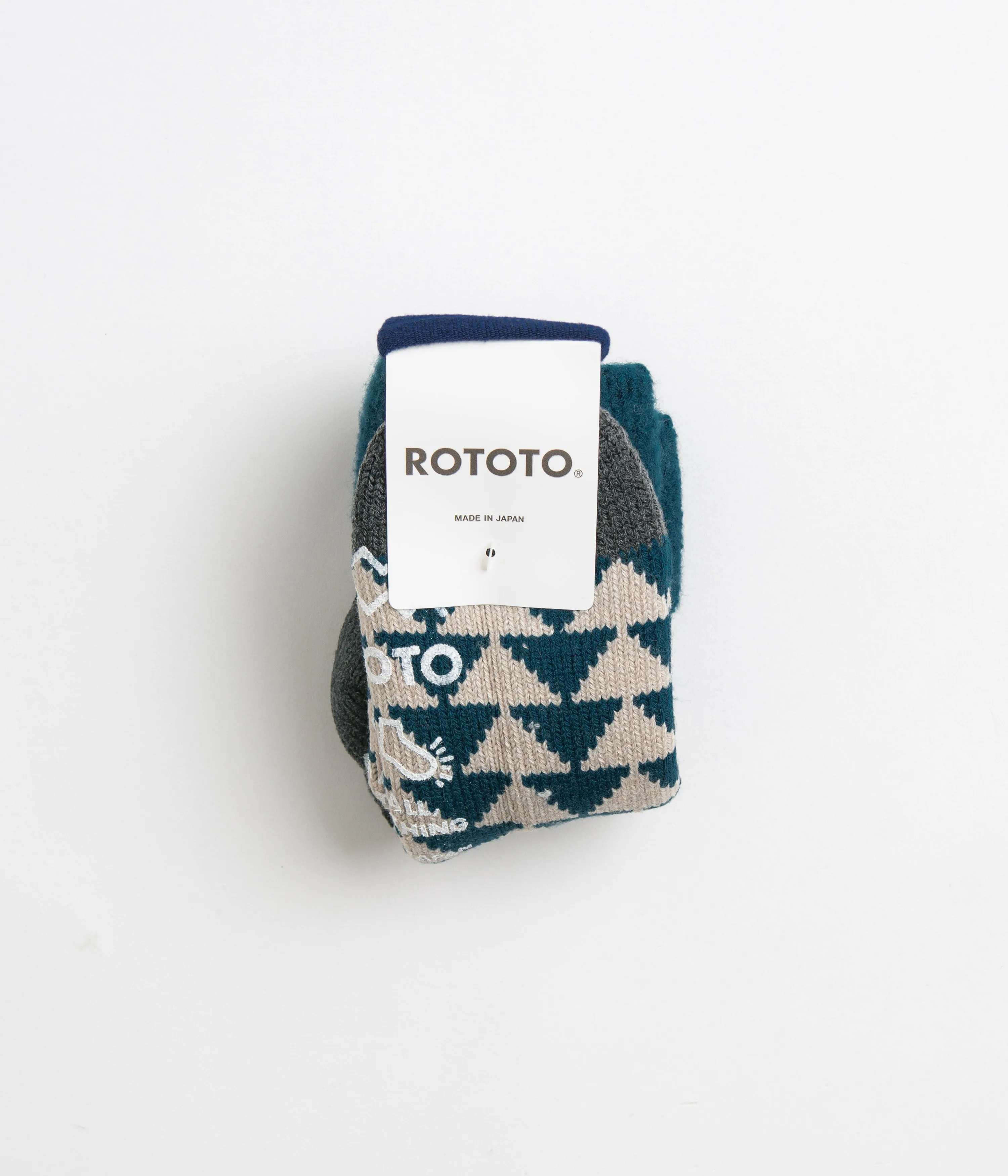 ROTOTO Comfy Room Sankaku Socks - Blue Green / Charcoal