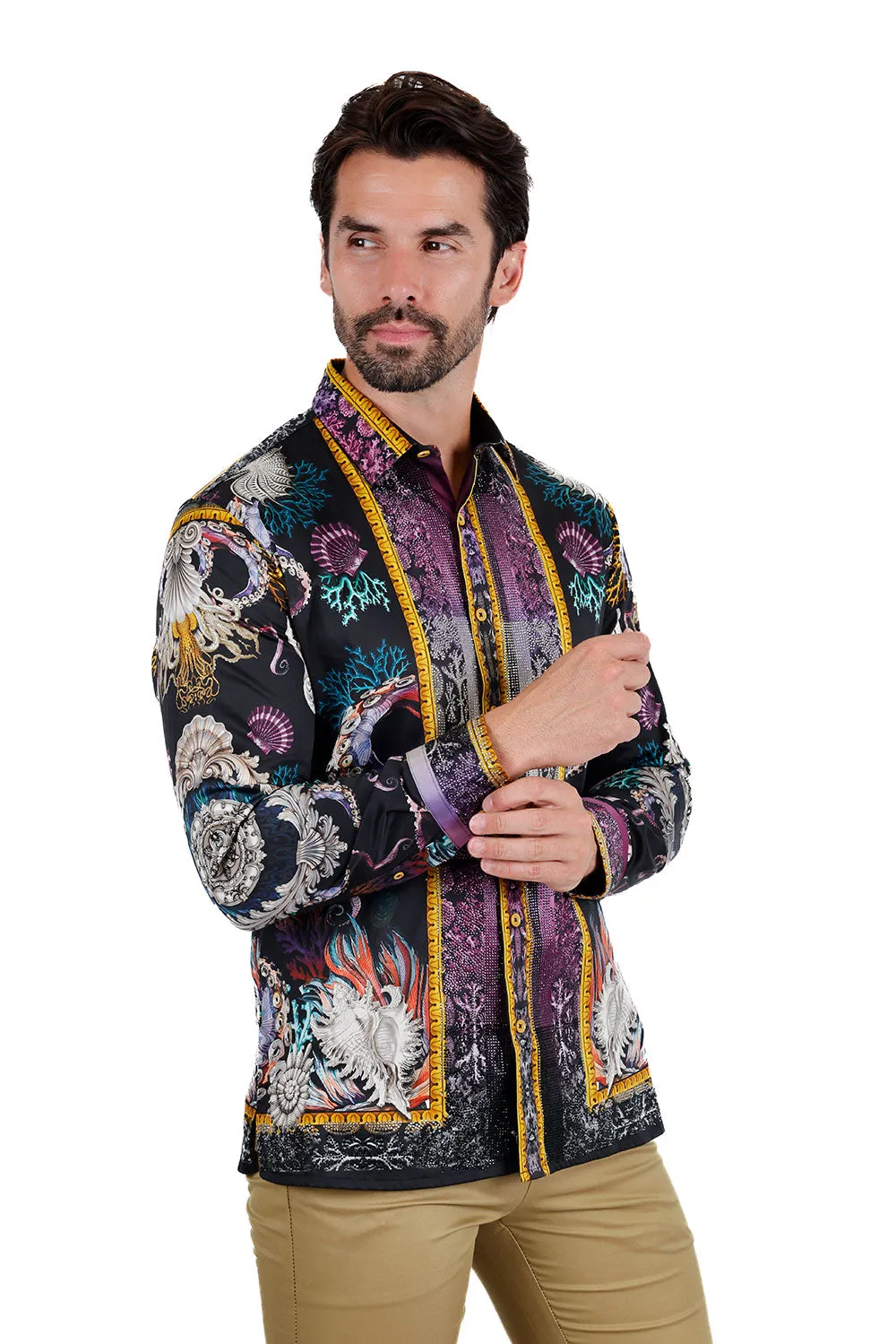 Sheering Modish Rhinestone Long Sleeve Shirt