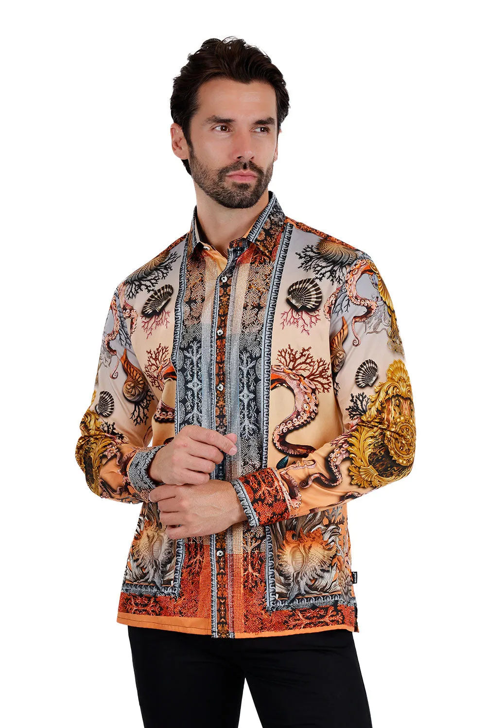 Sheering Modish Rhinestone Long Sleeve Shirt