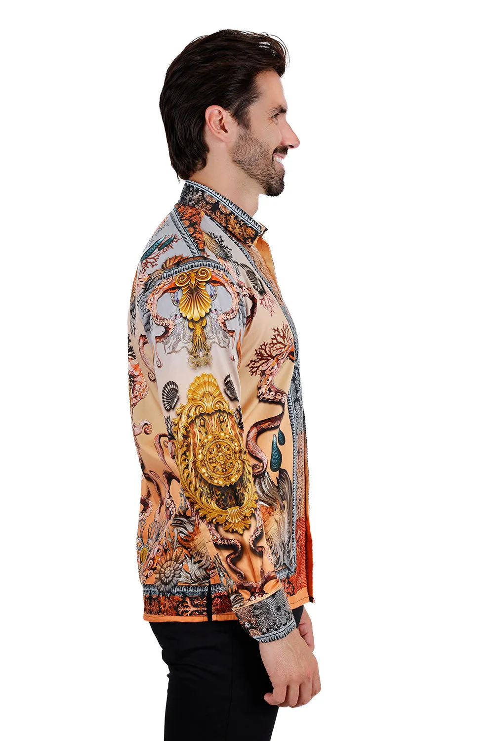 Sheering Modish Rhinestone Long Sleeve Shirt