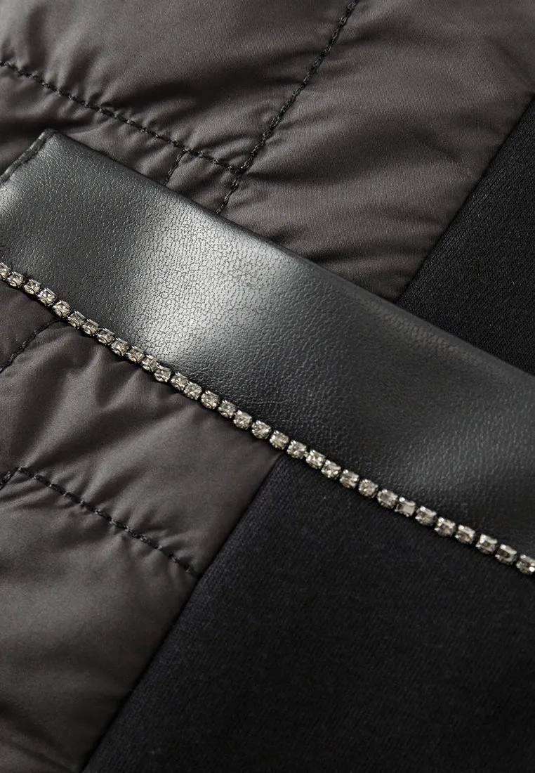 Slim-fit Retangular-quilted Leather-trim Vest